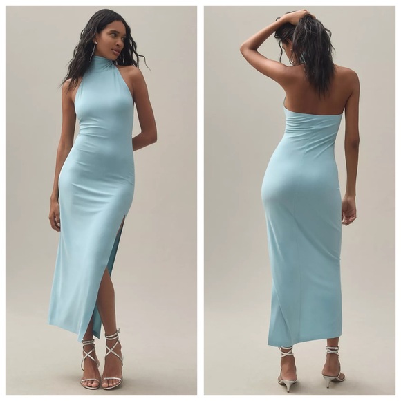 Norma Kamali Halter Turtleneck Slit Gown Size Small / 36